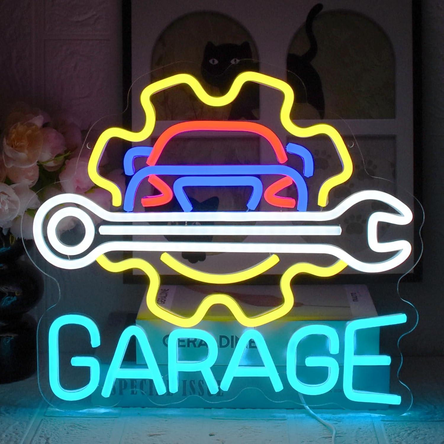 Auto Repair Shops - لافتة نيون للجراج تعمل بالـ USB،